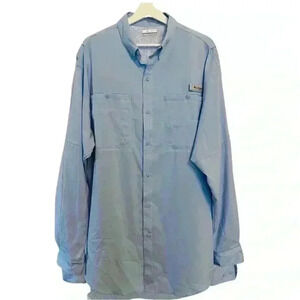 Columbia PFG Mens LT shirt long sleeve blue fishing roll-tab sleeves but…